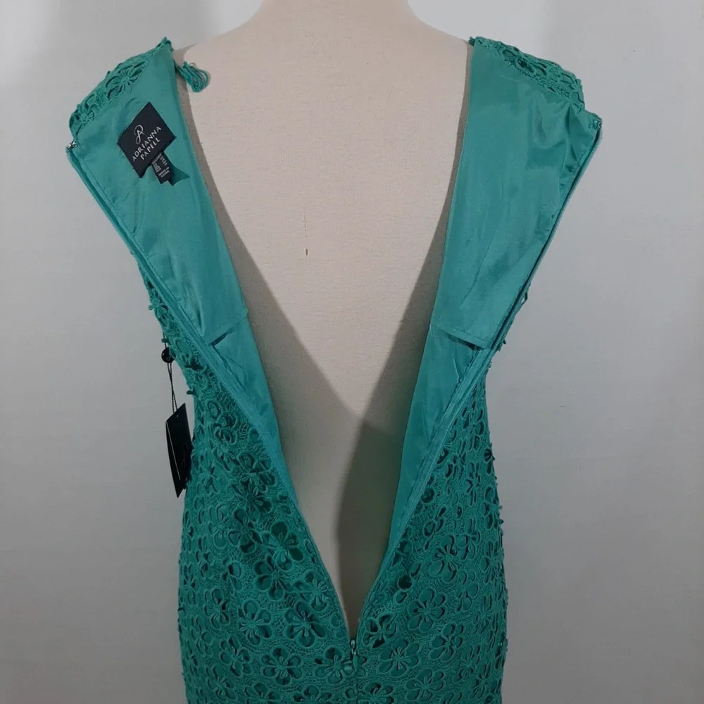 NWT Adriana Papell lace overlay turquoise blue dress 10 - Picture 11 of 15